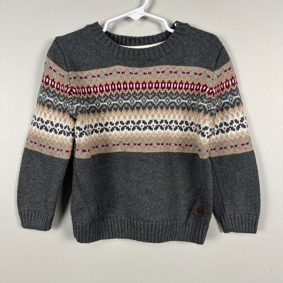 Janie and Jack Other - Janie and Jack Boys 2T Grey Fair Isle Sweater Knit Crewneck Winter Holidays